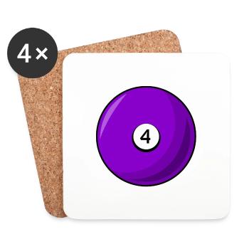 Boule de billard 4 violet Billard quatre - Dessous de verre (lot de 4) - blanc - Devant