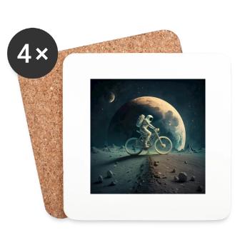 Biker on the moon - Untersetzer (4er-Set) - Weiß - Vorne