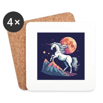 Retro Einhorn - Untersetzer (4er-Set) - Weiß - Vorne