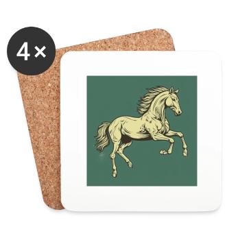 Retro Pferd - Untersetzer (4er-Set) - Weiß - Vorne