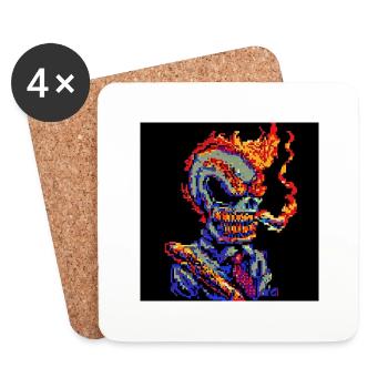 Bad Ass [pixel art] - Coasters (set of 4) - white - Front