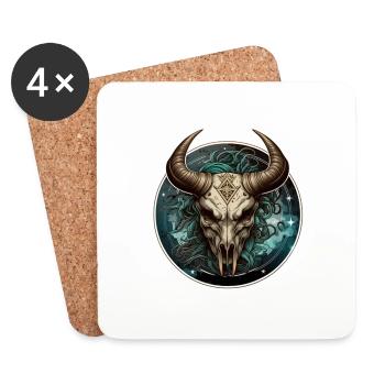Skeleton bull - Coasters (set of 4) - white - Front