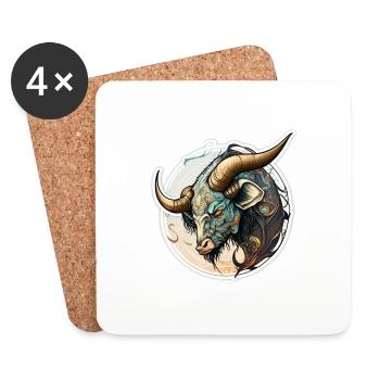 bull buffalo - Coasters (set of 4) - white - Front
