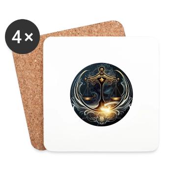 Signe balance - Dessous de verre (lot de 4) - blanc - Devant