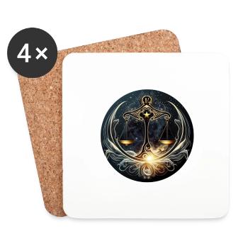 Libra sign on bed of stars - Coasters (set of 4) - white - Front