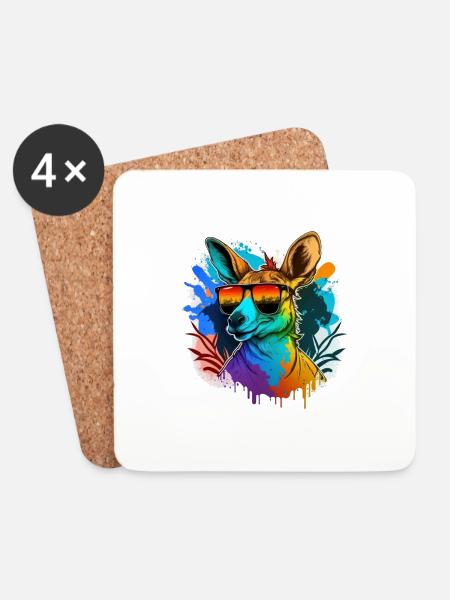 Kangaroo shirt - Untersetzer (4er-Set) - Weiß