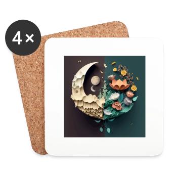 Flowers from the moon to earth, gift, birthday - Coasters (set of 4) - white - Front