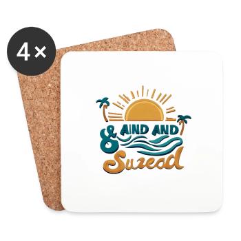 Sun, beach and sea - Coasters (set of 4) - white - Front