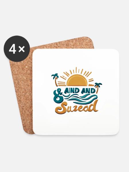 Sonne, Strand und Meer - Untersetzer (4er-Set) - Weiß