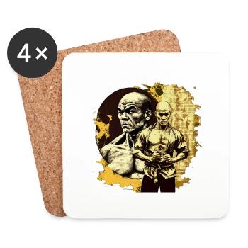 Kung Fu Kämpfer - Untersetzer (4er-Set) - Weiß - Vorne