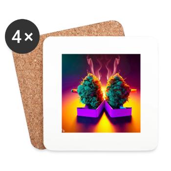 BudBrothers. Décriminalisation 2023 Marijuana - Dessous de verre (lot de 4) - blanc - Devant