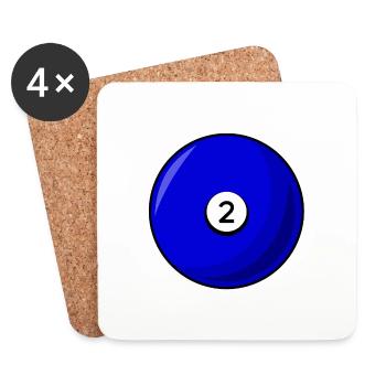 Billiard ball 2 blue Billiards two - Coasters (set of 4) - white - Front