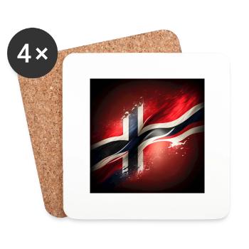 Norwegen Flagge - Untersetzer (4er-Set) - Weiß - Vorne