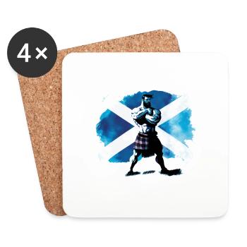 Schottland Flagge Highlander im Schottenrock - Untersetzer (4er-Set) - Weiß - Vorne