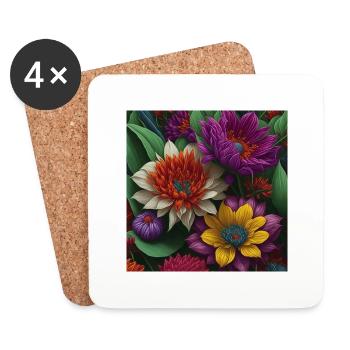 multiple flower patern exotic - Coasters (set of 4) - white - Front