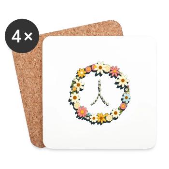 Peace Flower Power 1 - Coasters (set of 4) - white - Front