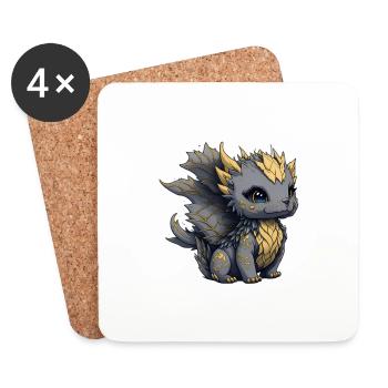 Mignon bébé dragon doré - Dessous de verre (lot de 4) - blanc - Devant