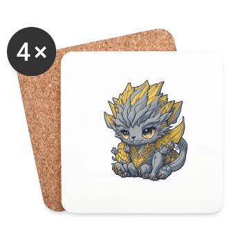 Süßer Goldener Baby Drache - Untersetzer (4er-Set) - Weiß - Vorne