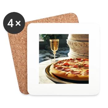 Pizza Lover Heart - Untersetzer (4er-Set) - Weiß - Vorne