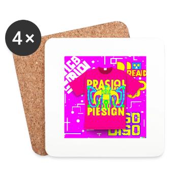 Neon T-Shirt - Untersetzer (4er-Set) - Weiß - Vorne