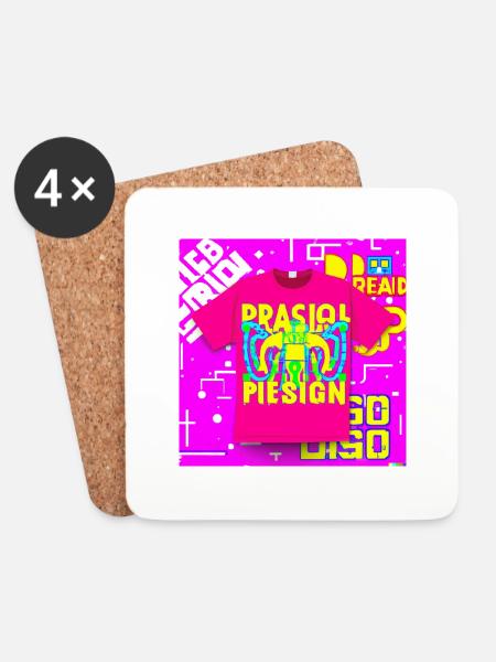 Neon T-Shirt - Coasters (set of 4) - white
