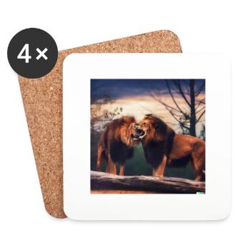 öwen in einem wald mit sonnenuntergang - Untersetzer (4er-Set) - Weiß - Vorne