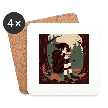 Fille gothique dans les bois - Dessous de verre (lot de 4) - blanc - Devant