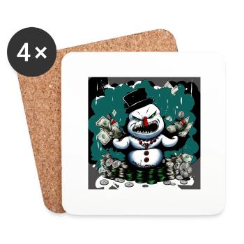 DollarSnowMan - Untersetzer (4er-Set) - Weiß - Vorne