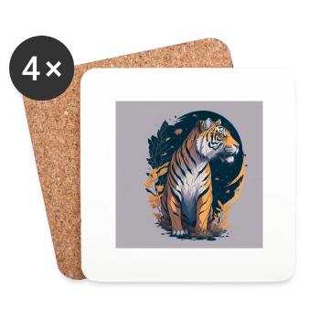 Tigre - Dessous de verre (lot de 4) - blanc - Devant