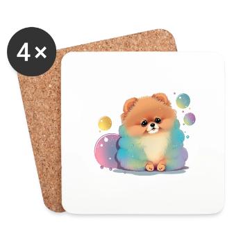 Pomeranian Zwergspitz - Untersetzer (4er-Set) - Weiß - Vorne