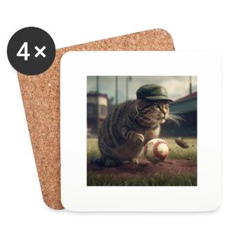 Cat playing ball - Untersetzer (4er-Set) - Weiß - Vorne