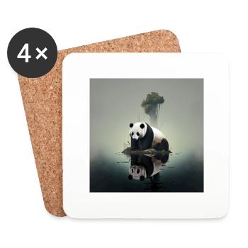 Spiegelinsel des verträumten Pandas - Untersetzer (4er-Set) - Weiß - Vorne