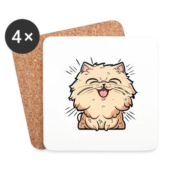 Happy Persian Cat Negan - Coasters (set of 4) - white - Front