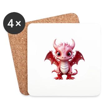 Adorable fantasy red dragon - Coasters (set of 4) - white - Front