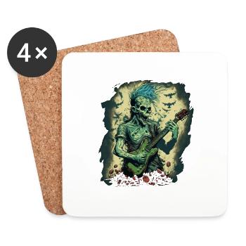 zombie with rock guitar - Coasters (set of 4) - white - Front