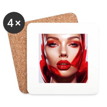 Femme sexy aux lèvres rouges - Dessous de verre (lot de 4) - blanc - Devant