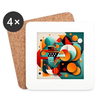 Abstrakte Kunst - Untersetzer (4er-Set) - Weiß - Vorne