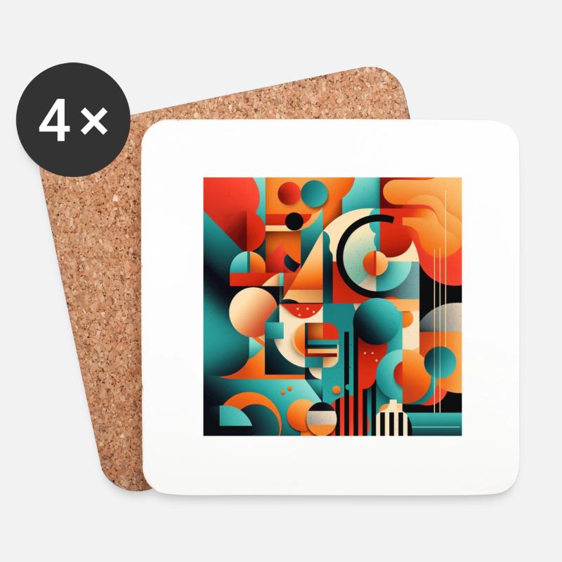 Abstrakte Kunstform - Untersetzer (4er-Set) - Weiß