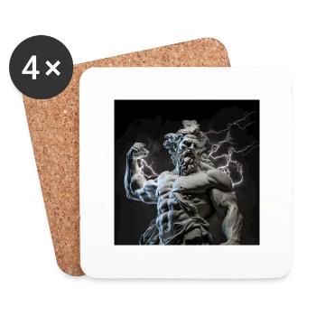 Greek Zeus Sculpture Modern - Coasters (set of 4) - white - Front