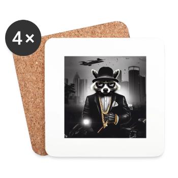 Gangster Waschbär - Untersetzer (4er-Set) - Weiß - Vorne