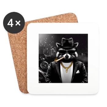 Gangster Raccoon - Coasters (set of 4) - white - Front