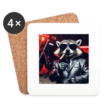Gangster Raton laveur - Dessous de verre (lot de 4) - blanc - Devant