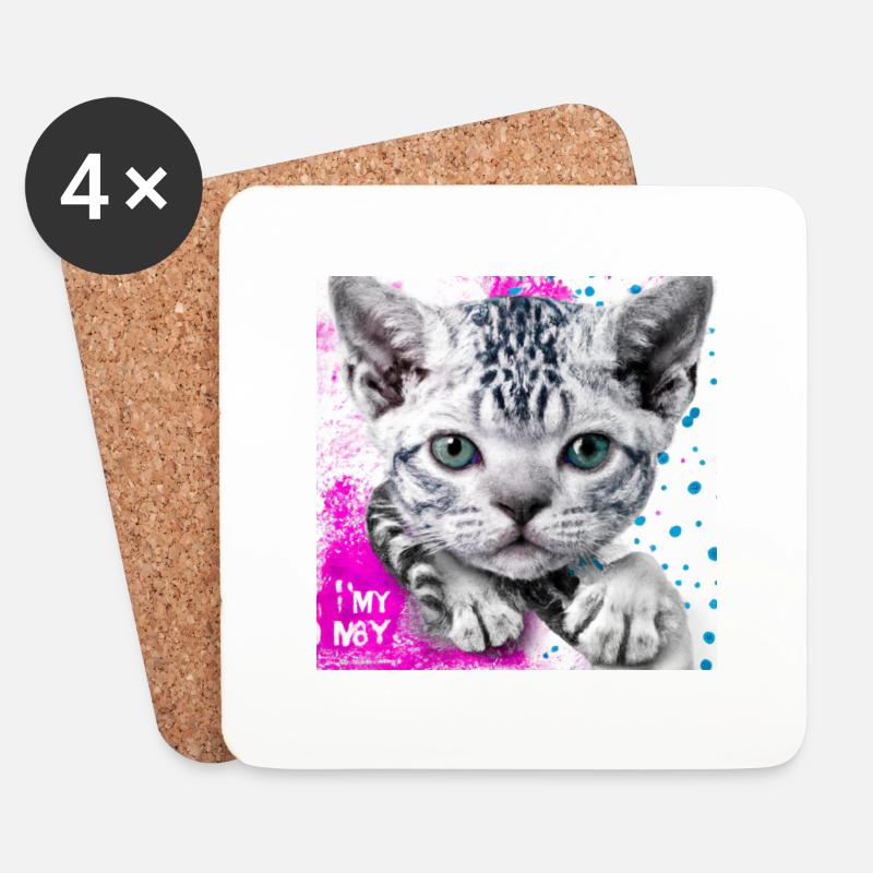 Süße Katze - Untersetzer - Untersetzer (4er-Set) - Weiß