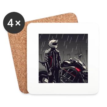Dessin au crayon de moto - Dessous de verre (lot de 4) - blanc - Devant
