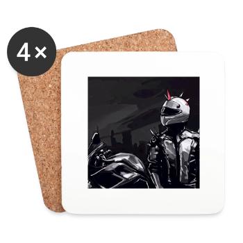 Motorrad Bleistiftzeichnung - Untersetzer (4er-Set) - Weiß - Vorne