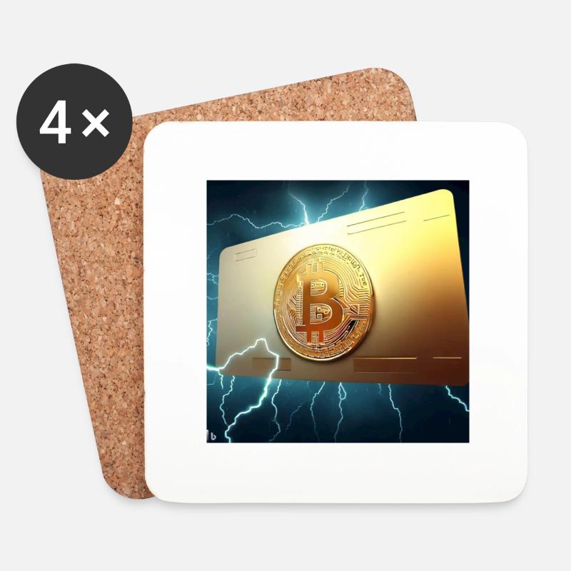 Bitcoin karte aus Gold - Untersetzer (4er-Set) - Weiß