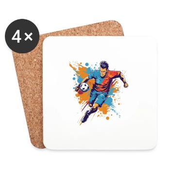 Footballeur - Dessous de verre (lot de 4) - blanc - Devant