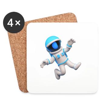 3D Astronaut - Untersetzer (4er-Set) - Weiß - Vorne
