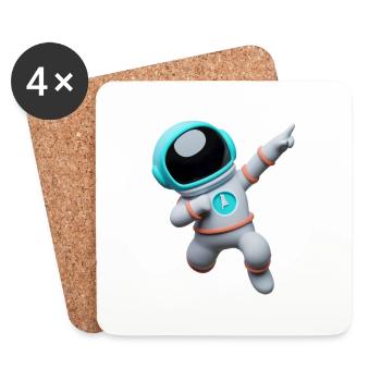 3D Astronaut - Untersetzer (4er-Set) - Weiß - Vorne