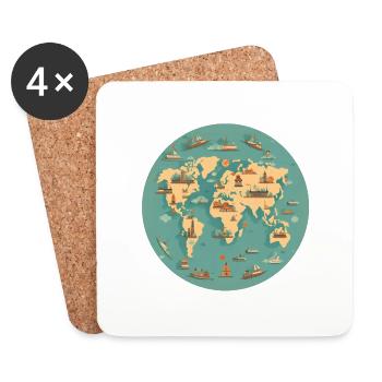 World map - Coasters (set of 4) - white - Front